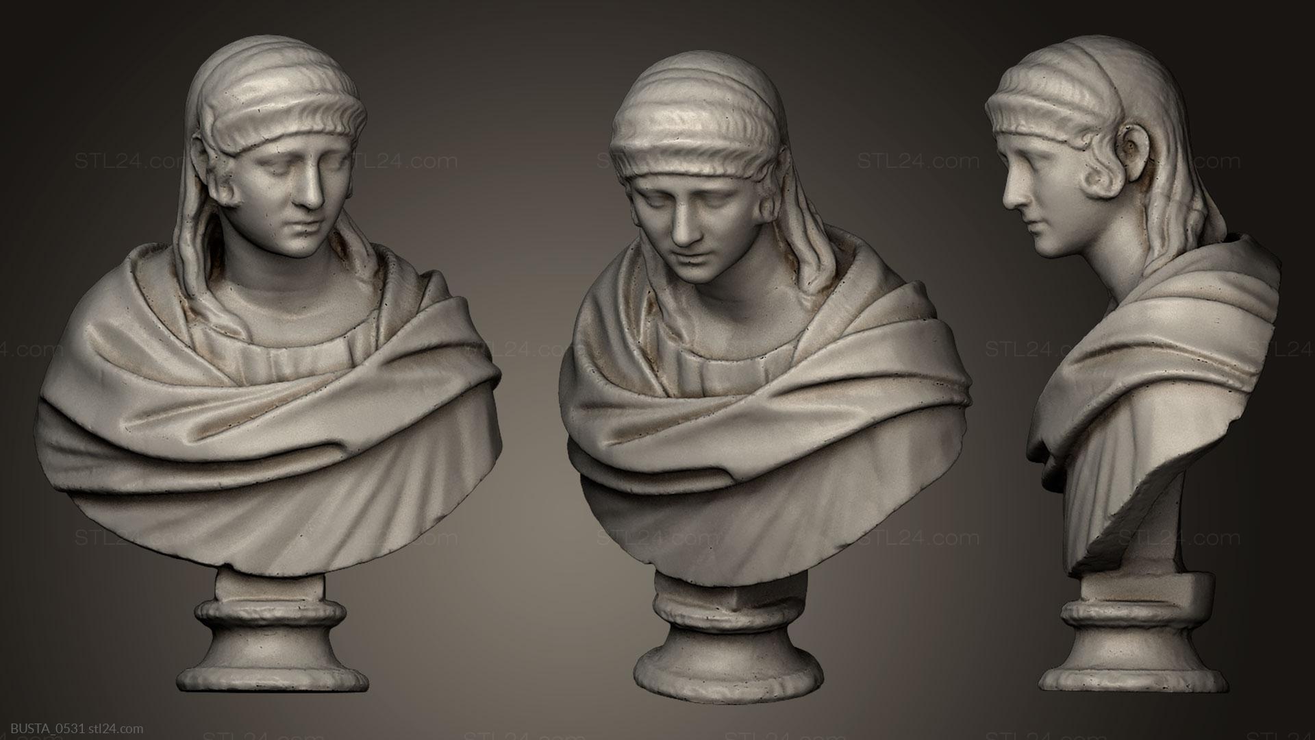 Бюсты и головы античные и исторические (Неизвестная Женщина 9, BUSTA_0531) 3D модель для ЧПУ станка